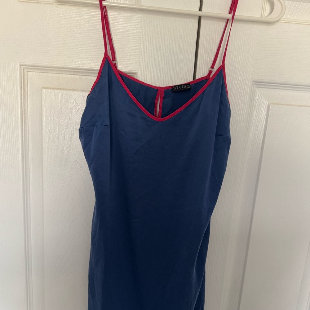 La Perla Women's Blue Nightgown with Pink Trim